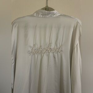 Hitched Embroidered Satin Robe